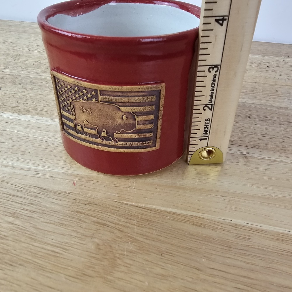 Bison Union Coffee Mug Stop Talking Rust Bison Flag Handmade USA Rare Collector‎ - Picture 5 of 6